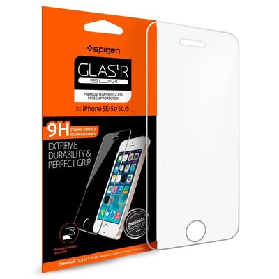 Защитное стекло Spigen для iPhone SE/5S/5 (041GL20597) + Бесплатная поклейка 041GL20597 фото
