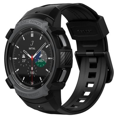 Чехол и ремешок Spigen для Galaxy Watch 4 (46mm) Rugged Armor Pro 2 in 1, Charcoal Gray (ACS03652) ACS03652 фото