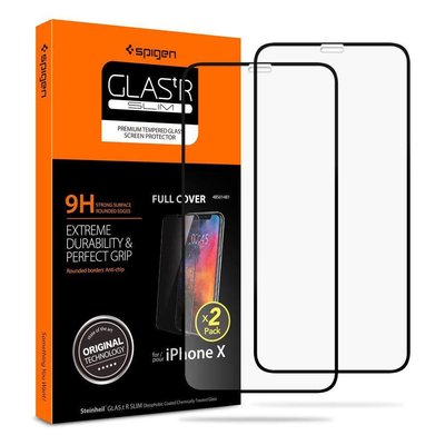 Захисне скло Spigen для iPhone 11 Pro/ XS/ X, Full Cover, Black (2 шт.) 057GL23120 фото