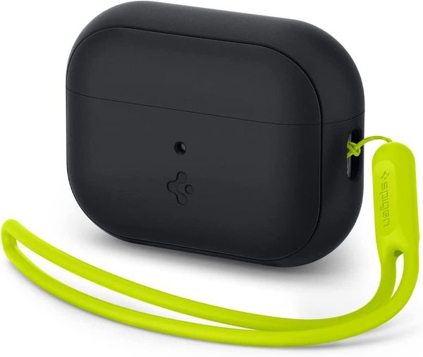 Чохол Spigen для Apple AirPods Pro 2 - Silicone Fit, Black/Green (ACS05810) ACS05810 фото