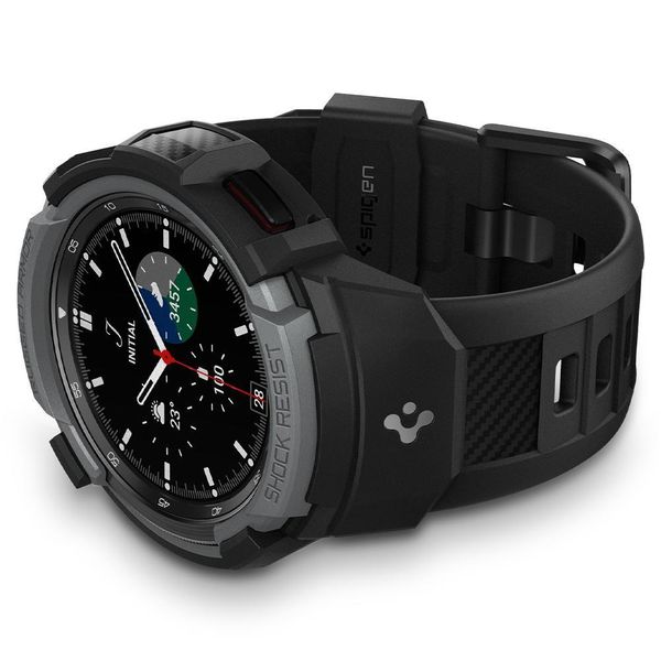 Чохол і ремінець Spigen для Galaxy Watch 4 (46 mm) Rugged Armor Pro 2 in 1, Charcoal Gray (ACS03652) ACS03652 фото