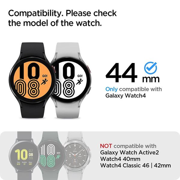 Захисне скло Spigen для Galaxy Watch 4 (44 mm) EZ FiT GLAS.tR (2 шт.) (AGL03429) AGL03429 фото