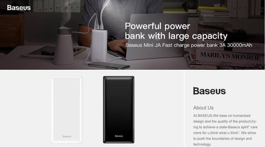 Power Bank Baseus Mini JA Fast charge 30000 мАч, Black (PPJAN-C01) PPJAN-C01 фото