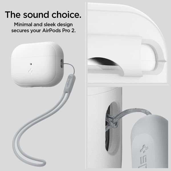 Чехол Spigen для Apple AirPods Pro 2 - Silicone Fit, White/Gray (ACS05811) ACS05811 фото