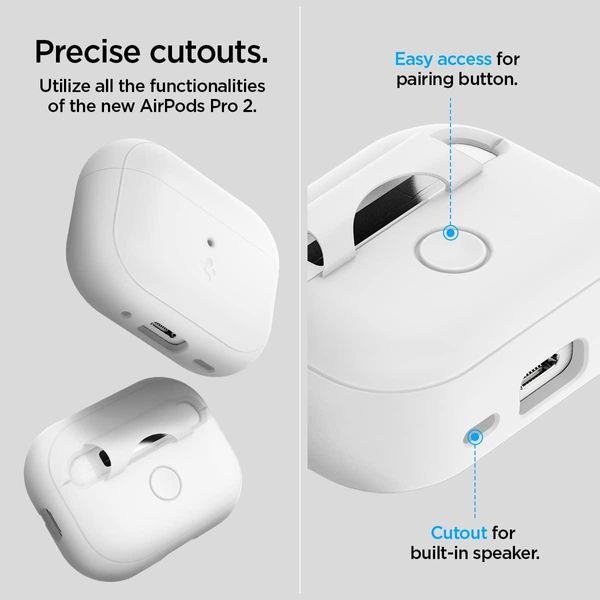 Чехол Spigen для Apple AirPods Pro 2 - Silicone Fit, White/Gray (ACS05811) ACS05811 фото