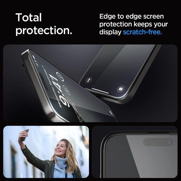 Захисне скло Spigen для iPhone 15 Pro Max - EZ FIT GLAS.tR (2 шт), Black (AGL06873) AGL06873 фото