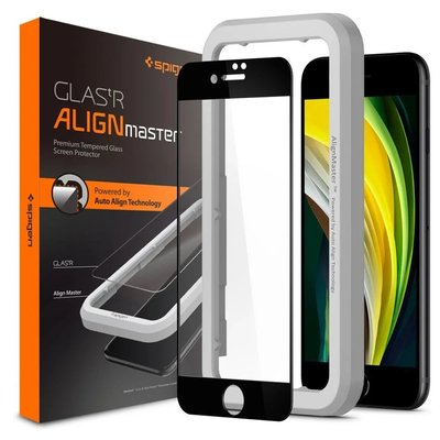 Захисне скло Spigen для iPhone SE 2020/8/7 AlignMaster (БЕЗ РАМКИ ДЛЯ ПОКЛЕЙКИ), Black (1 шт.) (AGL01302) AGL01302 фото