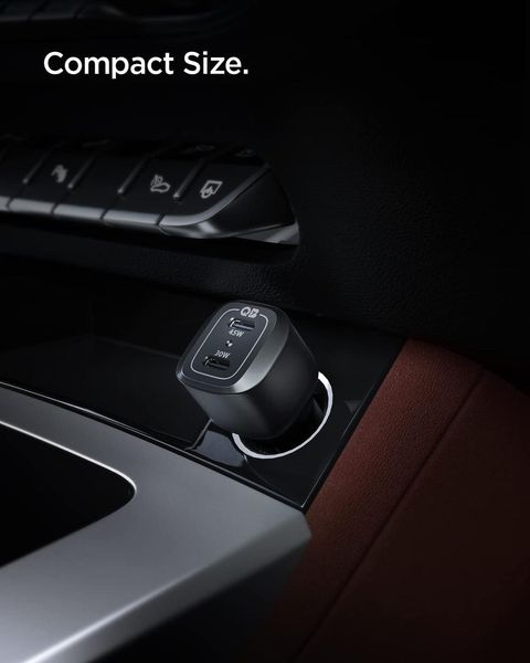 Автомобільний зарядний пристрій Spigen ArcStation Car Charger PC2200 2x USB-C PD 75W, Black (ACP04581) ACP04581 фото