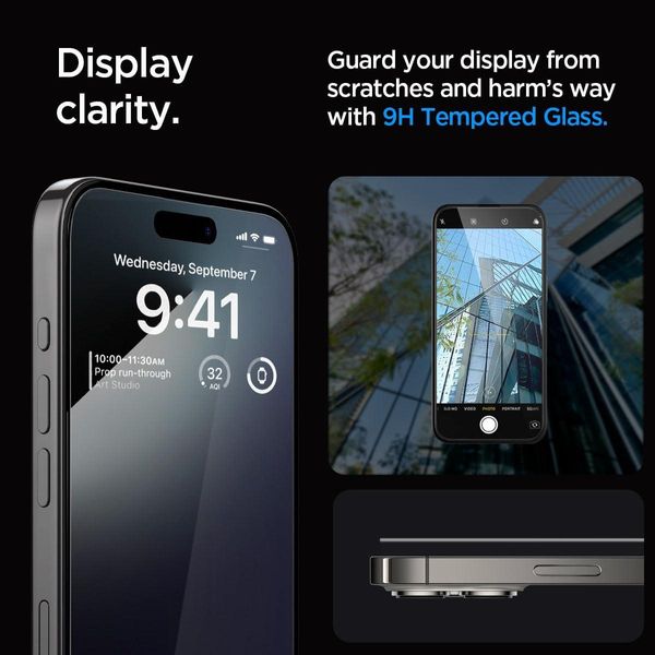 Защитное стекло Spigen для iPhone 15 Pro Max - EZ FIT GLAS.tR (2 шт), Black (AGL06873) AGL06873 фото