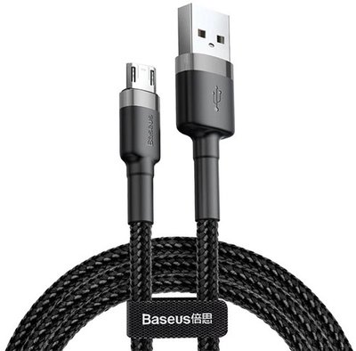 Кабель USB Baseus Cafule Micro 2.4A 1M, Gray+Black (CAMKLF-BG1) 280335 фото