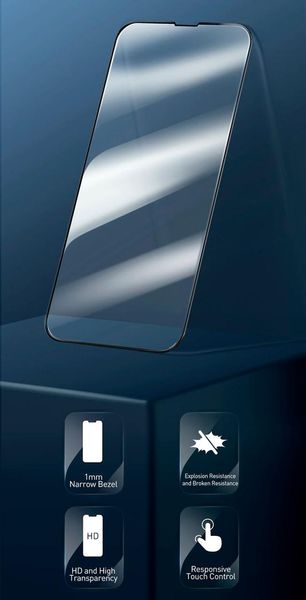 Захисне скло Baseus для iPhone 13 Pro Max (6.7inch) Full-Glass 0.3mm (1шт), Black (SGQP010201) 601003 фото