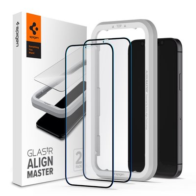 Захисне скло Spigen для iPhone 12 / 12 Pro Glas.tR AlignMaster (2 шт.), Black (AGL01802) AGL01802 фото