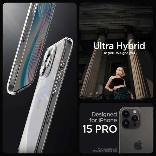 Чохол Spigen для iPhone 15 Pro - Ultra Hybrid, Crystal Clear (ACS06707) ACS06707 фото