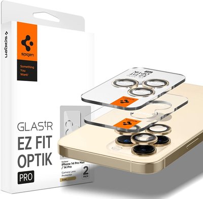 Защитное стекло Spigen для камеры iPhone 14 Pro / 14 Pro Max - EZ Fit Optik Pro (2шт), Gold (AGL05598) AGL05598 фото
