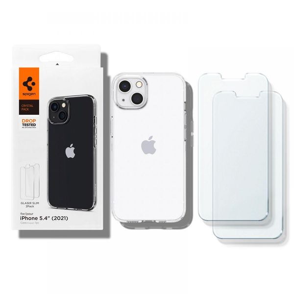 Чохол + Захисне скло від Spigen для iPhone 13 mini — Crystal Pack (Захисне скло 2 шт.) (ACS03639) ACS03639 фото