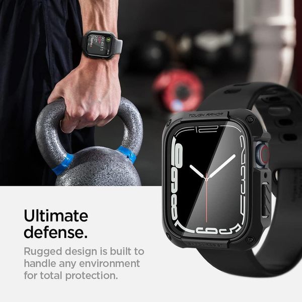 Чохол та скло Spigen для Apple Watch 8/7 Tough Armor (45mm), Black (ACS04183) ACS04183 фото