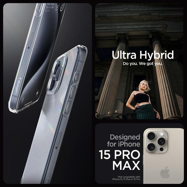 Чохол Spigen для iPhone 15 Pro Max - Ultra Hybrid, Crystal Clear (ACS06565) ACS06565 фото