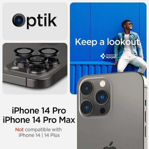 Захисне скло Spigen для камери iPhone 15 Pro/15 Max/14 Pro/14 Max - Optik Pro (2шт), Black (AGL05205) AGL05205 фото