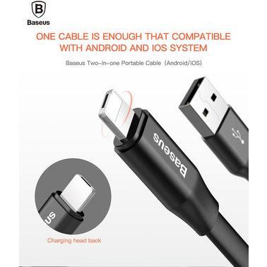 Кабель Baseus Two-in-one Portable Android/iOS 0,23m, Black (CALMBJ-01) 255555 фото