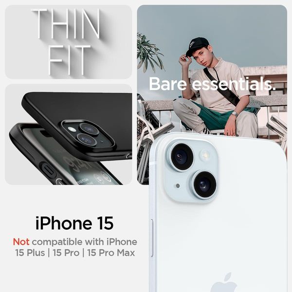 Чохол Spigen для iPhone 15 - Thin Fit, Black (ACS06776) ACS06776 фото