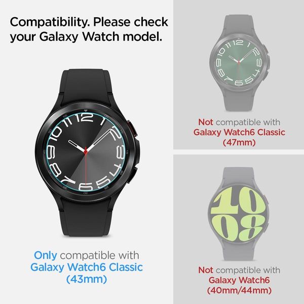 Захисне скло Spigen для Galaxy Watch 6 Classic (43mm) - EZ FiT GLAS.tR (2шт), Clear (AGL07067) AGL07067 фото