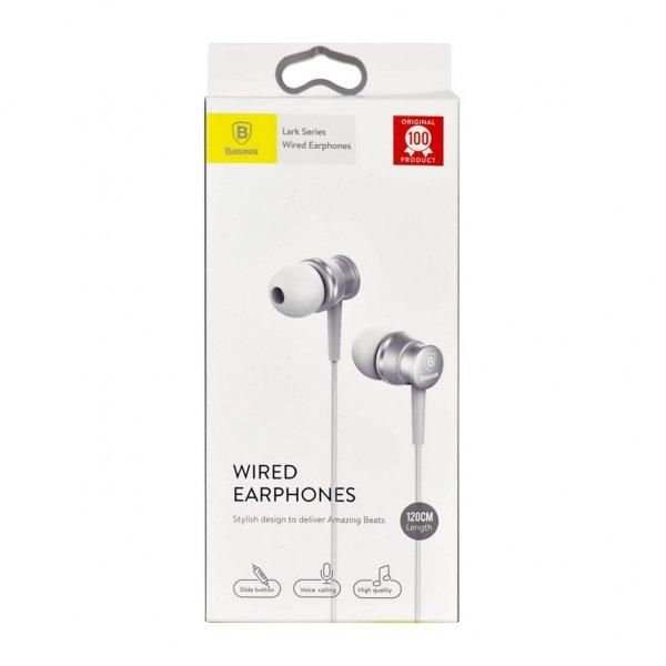Наушники Baseus Lark Series Wired Earphones, Silver (WEBASEEJ-LA0S) WEBASEEJ-LA0S фото