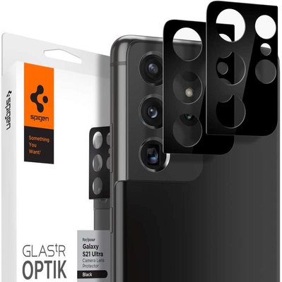 Защитное стекло Spigen для камеры Samsung Galaxy S21 Ultra - Optik (2шт), Black (AGL02733) AGL02733 фото