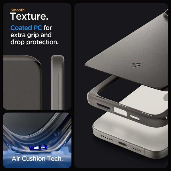 Чохол Spigen для iPhone 15 Pro Max - Thin Fit, Gunmetal (ACS06545) ACS06545 фото