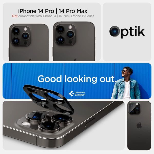Захисне скло Spigen для камери iPhone 14 Pro/14 Pro Max - Optik Camera Lens (2шт), Black (AGL05273) AGL05273 фото
