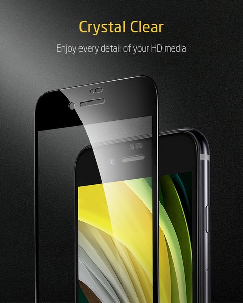 Захисне скло ESR для iPhone SE 2020/8/7/6/6s Screen Shield 3D (2 шт.), Black (3C03200330101) 117095 фото