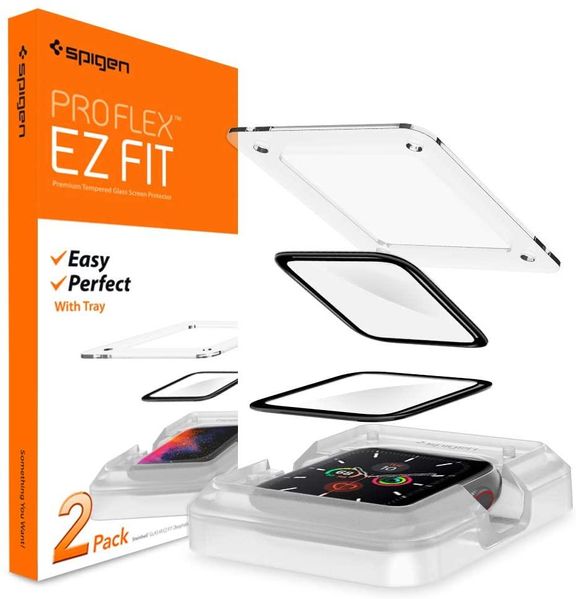 Защитное стекло spigen для Apple Watch 4/5/6/SE (44mm) EZ FiT, Pro Flex (в упаковке 2шт), (AFL00922) AFL00922 фото
