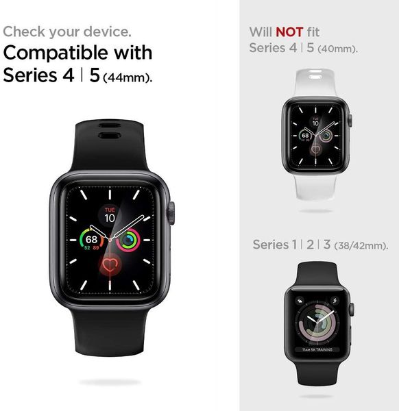 Захисне скло spigen для Apple Watch 4/5/6/SE (44 mm) EZ FiT, Pro Flex (в пакованні 2 шт.) (AFL00922) AFL00922 фото