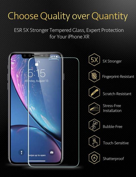 Защитное стекло ESR для iPhone XR Tempered Glass 1 шт, Clear (4894240072059) 72059 фото