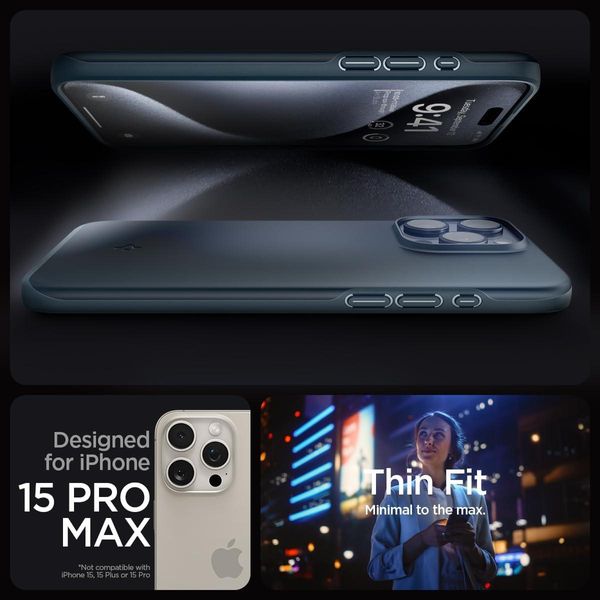 Чохол Spigen для iPhone 15 Pro Max - Thin Fit, Metal Slate (ACS06546) ACS06546 фото