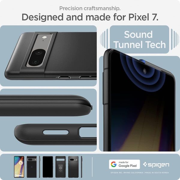 Чохол Spigen для Google Pixel 7 - Thin Fit, Black (ACS04706) ACS04706 фото