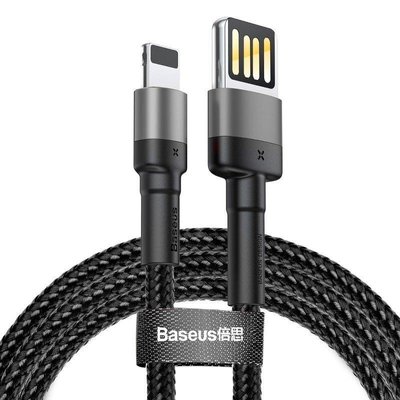 Кабель Baseus Cafule Cable USB Lightning 1м (Special Edition), Grey+Black (CALKLF-GG1) 283343 фото