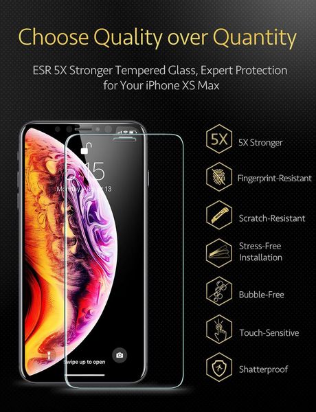 Захисне скло ESR для iPhone XS Max Tempered Glass 2 шт, Clear (4894240072080) 72080 фото