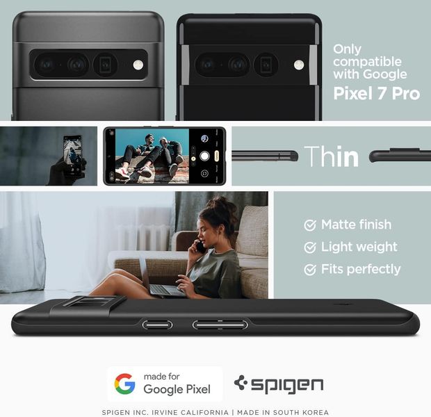 Чохол Spigen для Google Pixel 7 Pro - Thin Fit, Black (ACS04733) ACS04733 фото