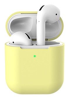 Чохол силіконовий для навушників Apple Airpods із заглушкою, силікон, різні кольори Жовтий 1112562317 фото