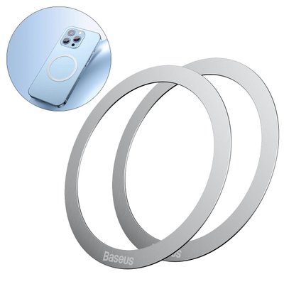 Магнітне кільце Baseus Halo Series Magnetic Metal Ring (2 шт), Silver (PCCH000012) 2053225056 фото