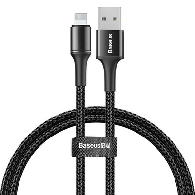 Кабель Baseus halo data cable USB For IP 2.4A 1m, Black (CALGH-B01) 292581 фото