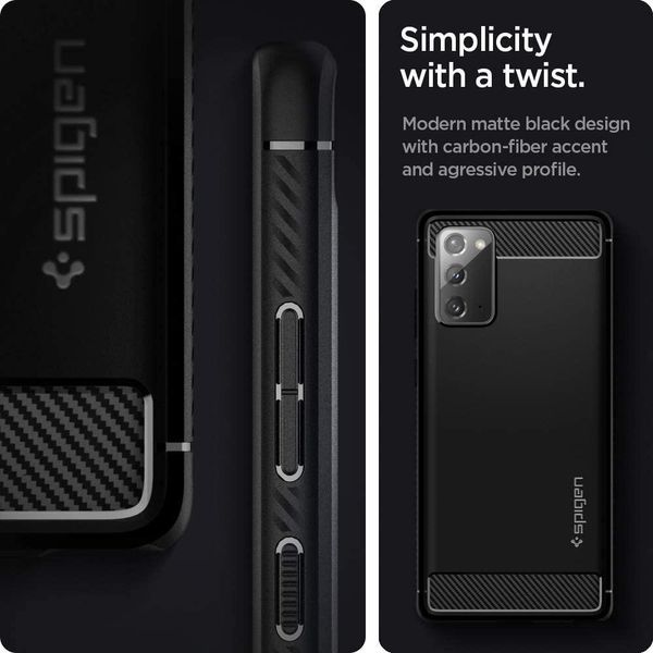 Чохол Spigen для Samsung Galaxy Note 20 — Rugged Armor, Matte Black (ACS01417) ACS01417 фото
