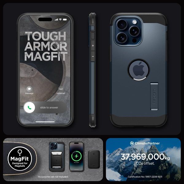 Чохол Spigen для iPhone 15 Pro Max - Tough Armor MAG (MagSafe), Metal Slate (ACS06595) ACS06595 фото