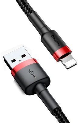 Кабель Baseus Cafule Cable USB For Lightning 2.4A 1m Black/Red (CALKLF-B19) CALKLF-B19 фото