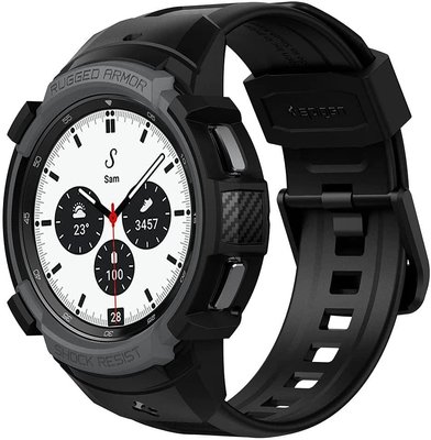 Чехол и ремешок Spigen для Galaxy Watch 4 Classic (42mm) Rugged Armor Pro 2 in 1, Charcoal Gray (ACS03653) ACS03653 фото