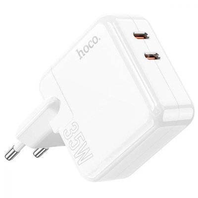 Сетевое зарядное устройство Hoco C110A Lucky 2USB-C/PD35W/QC3.0, White (790804) 2056270972 фото
