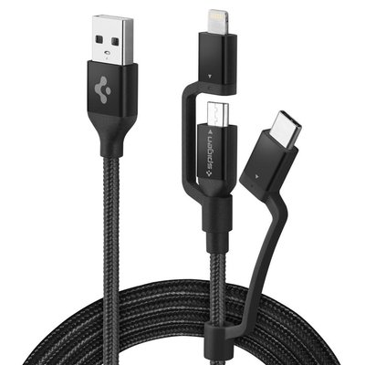 Кабель USB Spigen Essential C10I3 3-in-1 Type-C/Micro USB/Lightning, Black (000CB22774) 000CB22774 фото