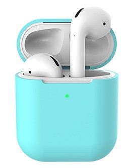 Чохол силіконовий для навушників Apple Airpods із заглушкою, силікон, різні кольори М'ятний 1112563892 фото