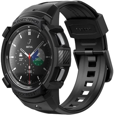 Чехол и ремешок Spigen для Galaxy Watch 4 Classic (46mm) Rugged Armor Pro 2 in 1, Black (ACS03832) ACS03832 фото