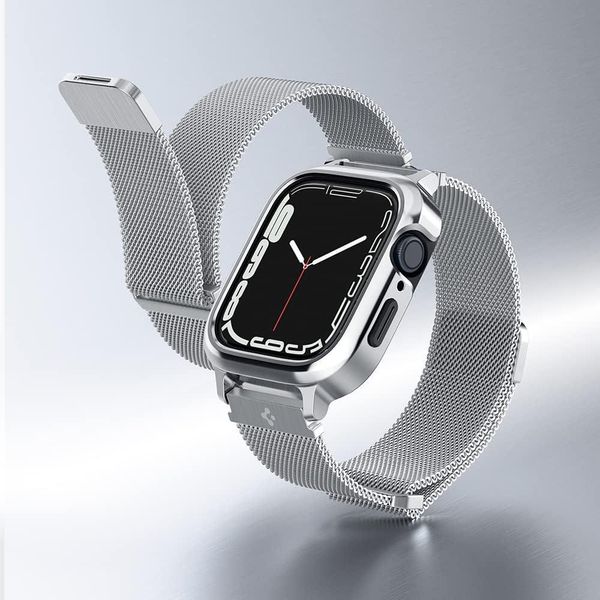 Чохол і ремінець Spigen Metal Fit Pro для Apple Watch (44 / 45 mm), Silver (ACS04584) ACS04584 фото